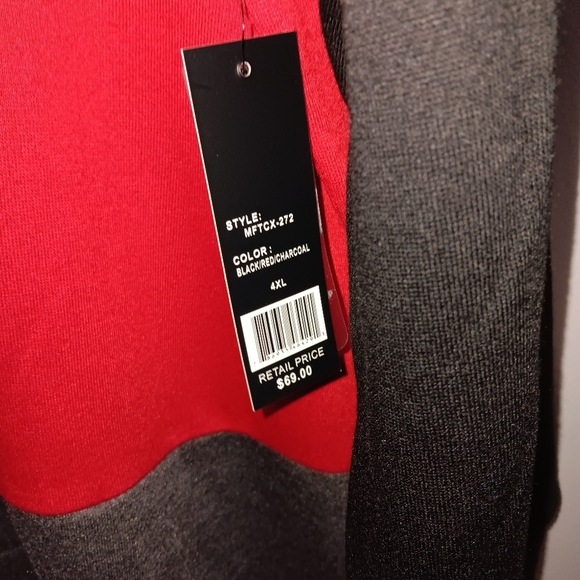 Galaxy men's long sleeve shirt color block shirt SIZE 4XL black red and gray - Picture 3 of 6